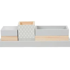 Plateau de rangement déco bois gris naturel