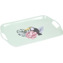 Plateau de service bleu motif oiseau tropical