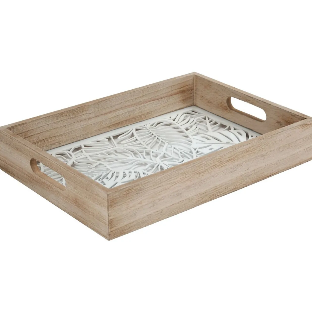 Plateau en verre et bois
