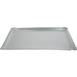 Plateau rectangulaire argenté en carton x3