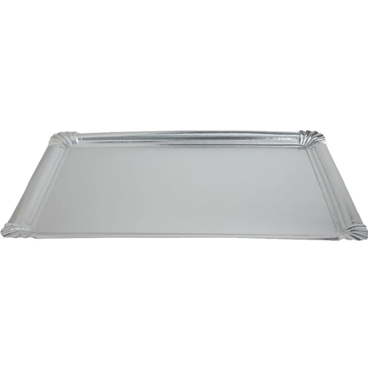 Plateau rectangulaire argenté en carton x3