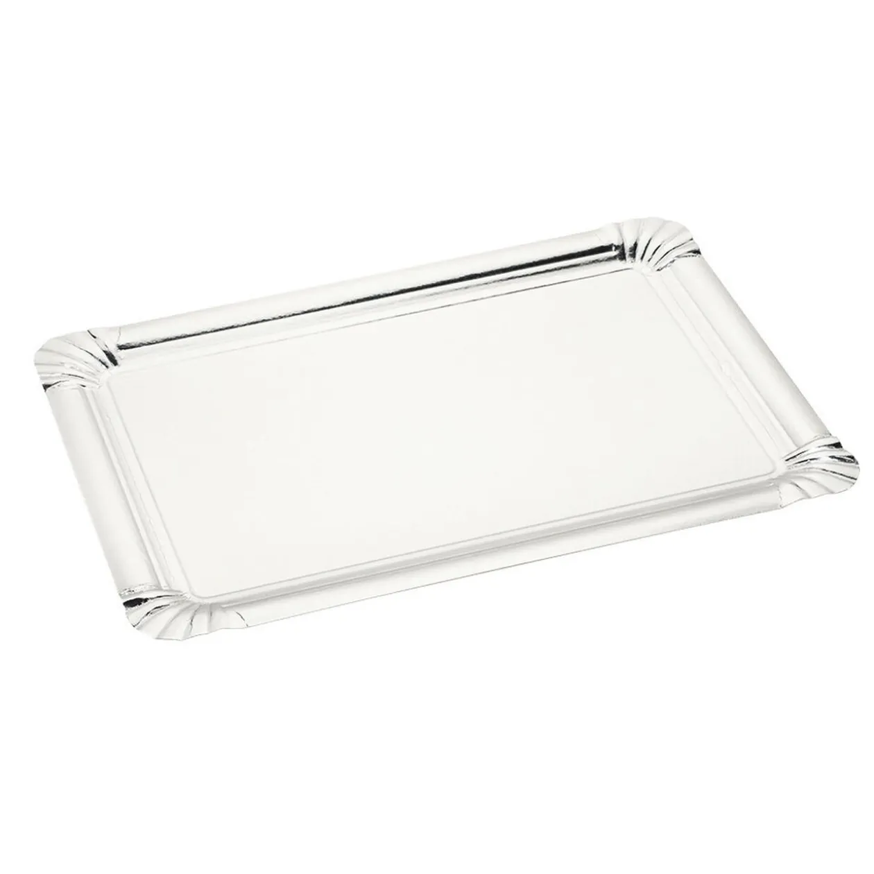 Plateau rectangulaire en carton argenté x 5