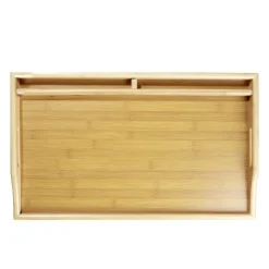 Plateau rectangulaire en bambou pieds rétractables 50x30xH24,5cm