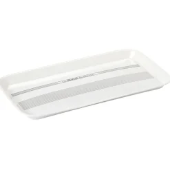 Plateau rectangulaire mélamine blanc écritures noires