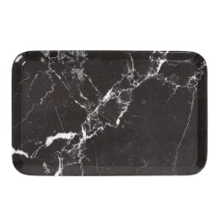 Plateau rectangulaire mélaminé effet marbre gris et blanc 19x30cm