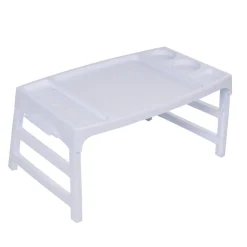 Plateau sur pied plastique pliable blanc