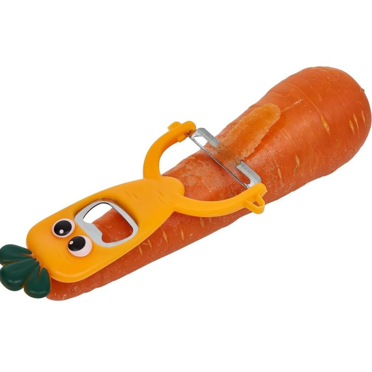 Éplucheur décapsuleur forme carotte orange L13,5cm