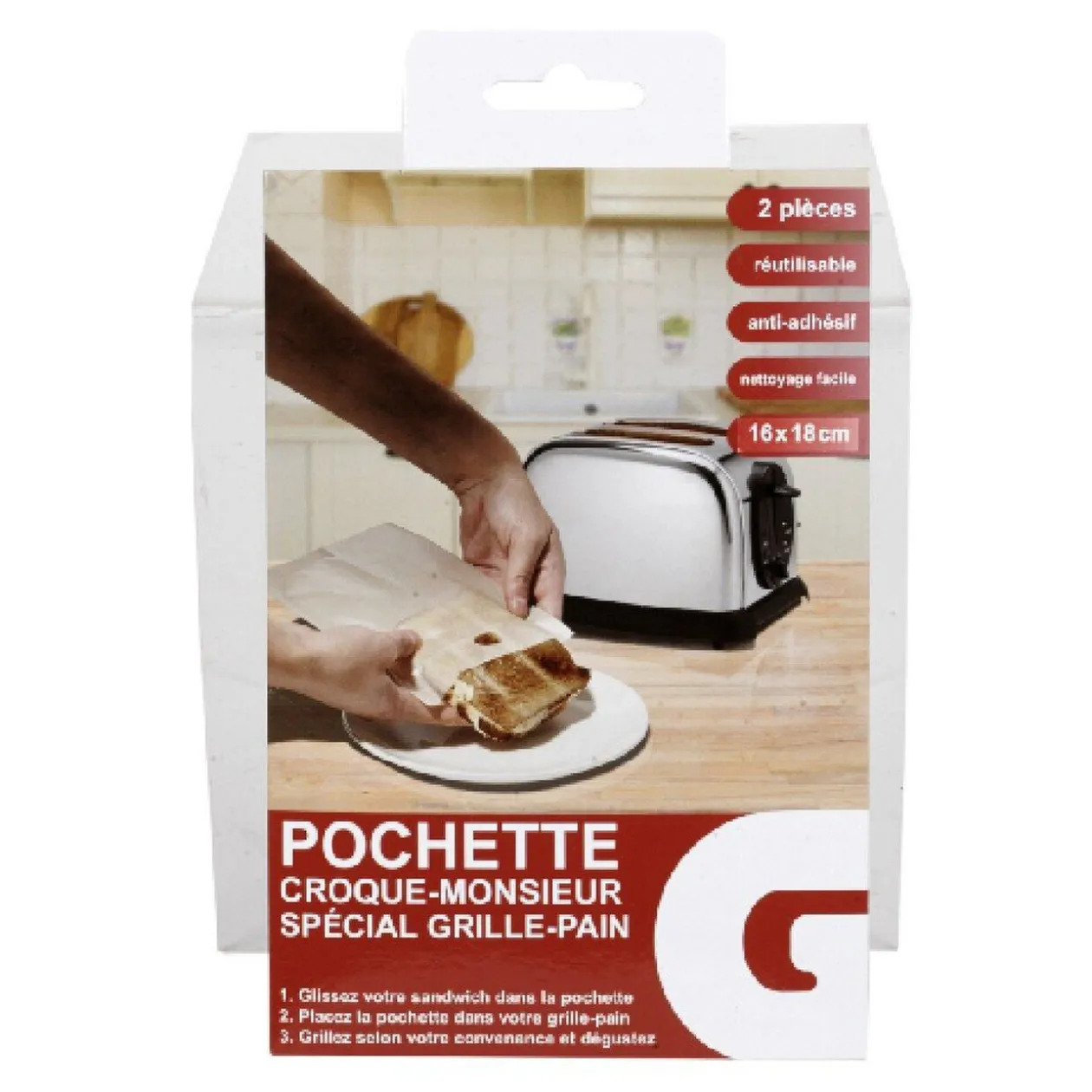 Pochette croque monsieur spécial grille pain x2