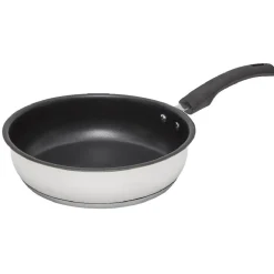 Poêle anti adhésive inox poignée bakélite noire