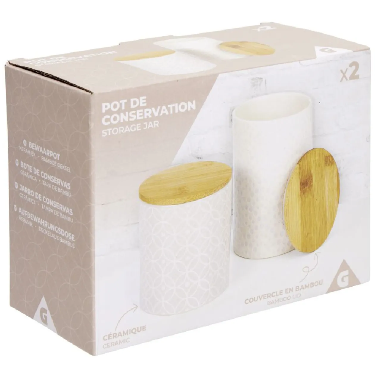Pot de conservation design carreau de ciment et point relief x2