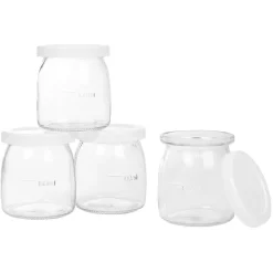 Pot de yaourt en verre blanc transparent x4