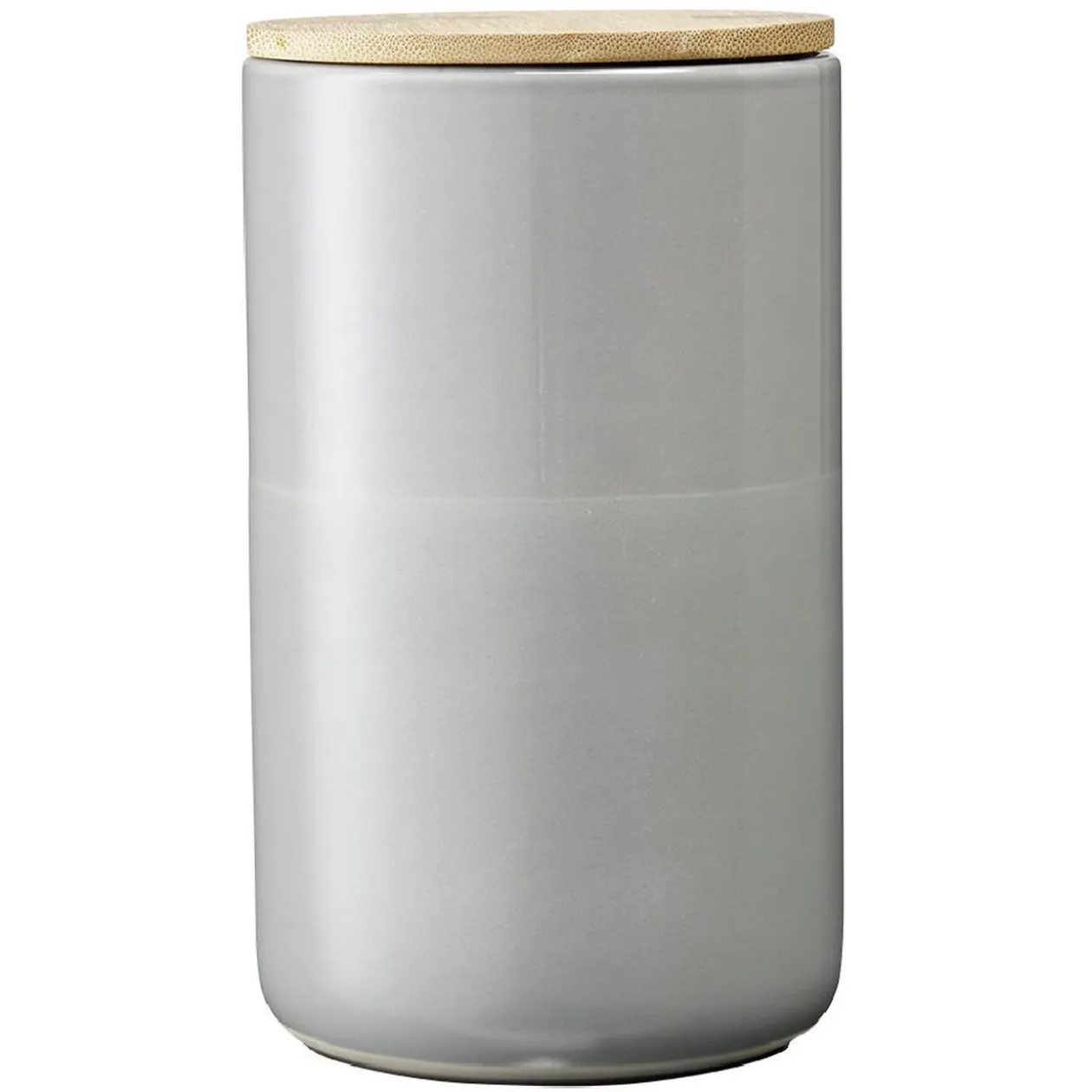 Pot en céramique gris avec couvercle en bois H16,5 cm