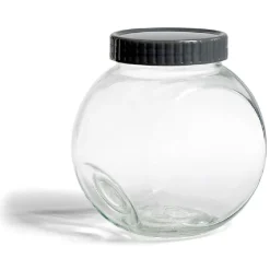 Pot en verre transparent avec couvercle plastique - 16x11,5xH.16cm