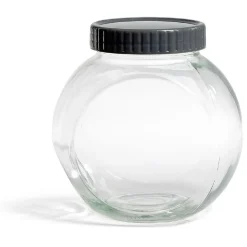 Pot en verre transparent avec couvercle plastique - 16x11,5xH.16cm