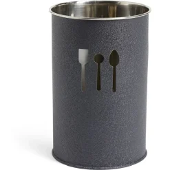 Pot range-couverts Ø10xH.15cm inox finition gris crocodile