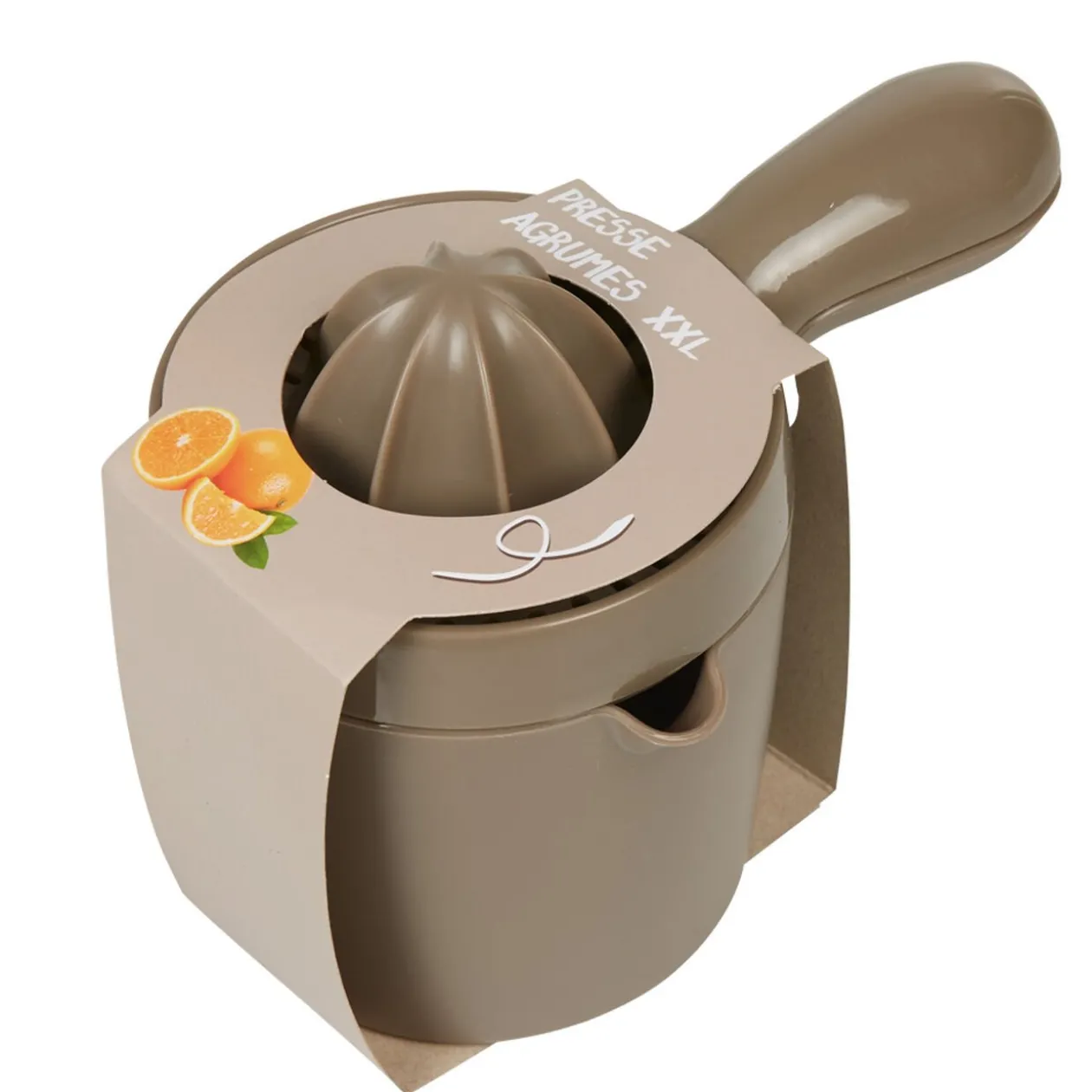 Presse agrume taupe h. 14 cm