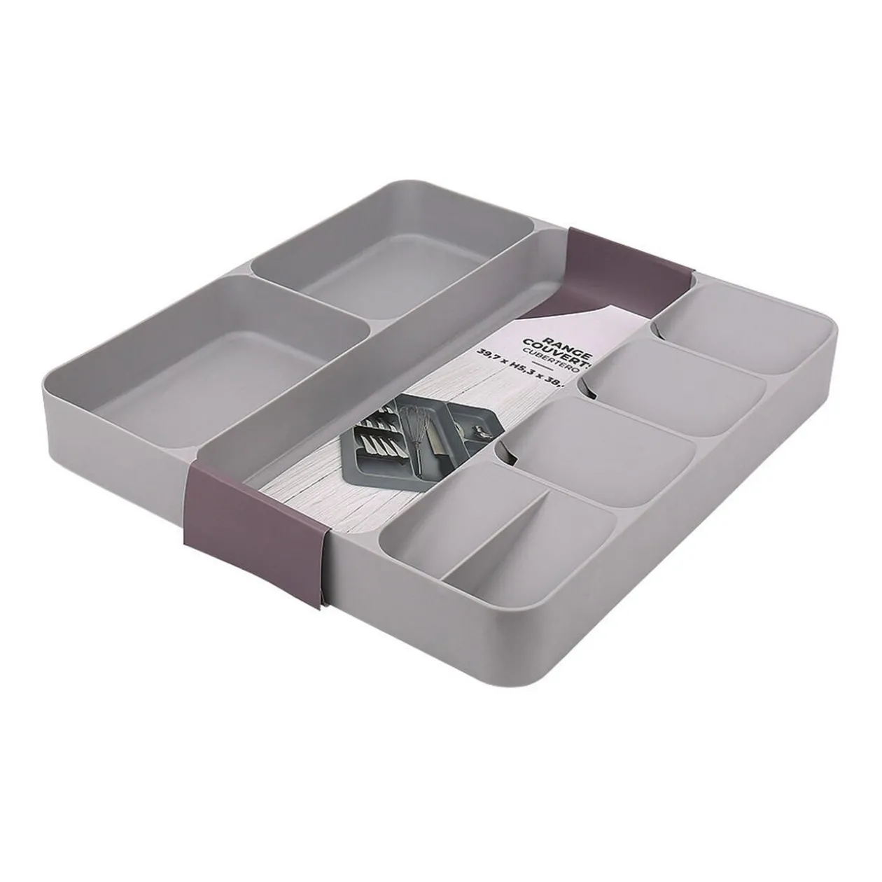 Range couvert 8 compartiments gris