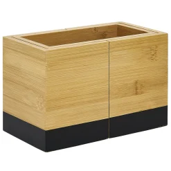 Range ustensile extensible bambou naturel et noir L18/29x10xH12cm