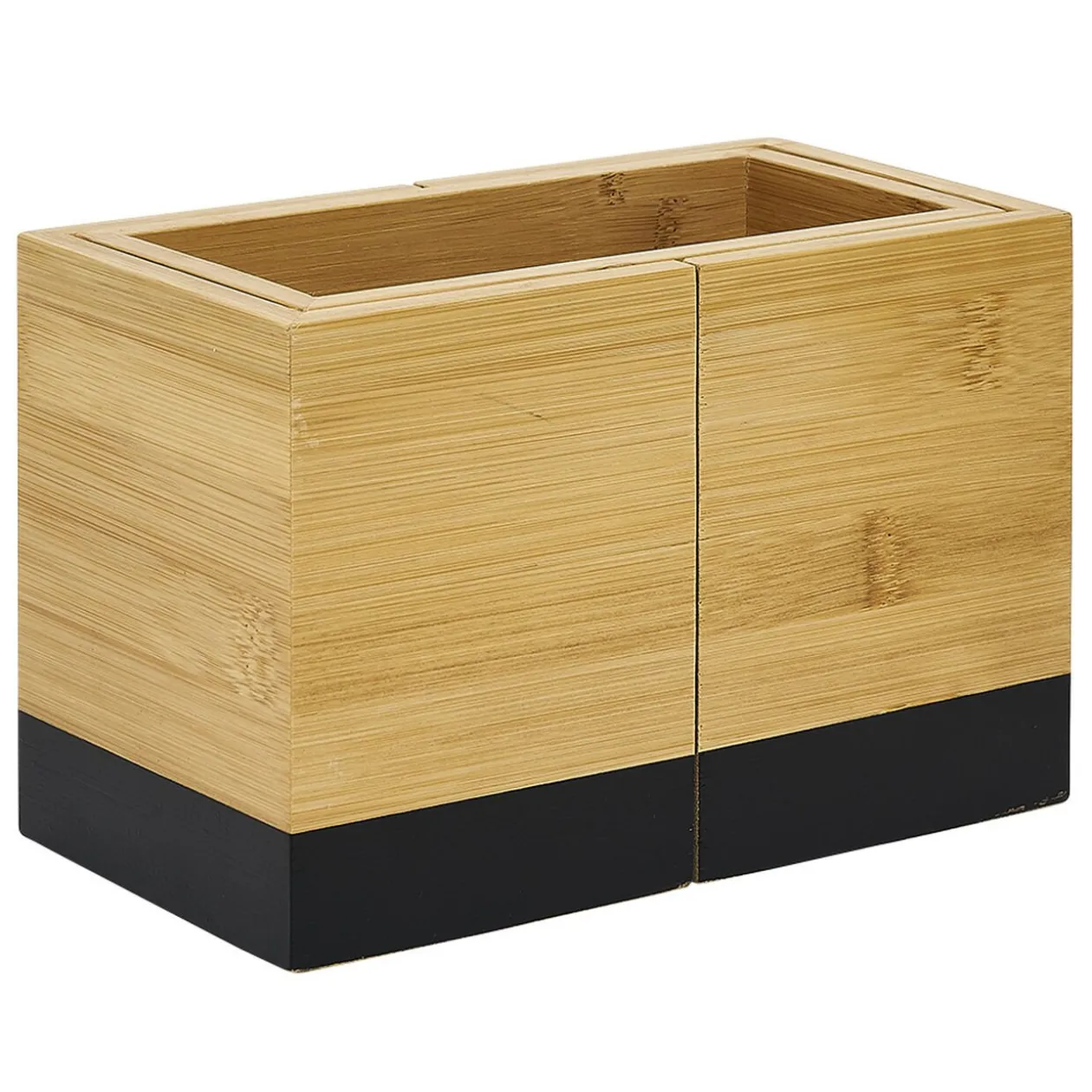 Range ustensile extensible bambou naturel et noir L18/29x10xH12cm