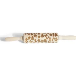 Rouleau à pâtisserie en bois gravé décor Noël Ø5x35cm