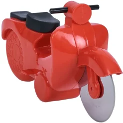Roulette à pizza forme scooter rouge ou bleu