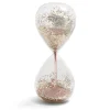 Sablier verre sable rose et paillettes doré Ø8xH20cm