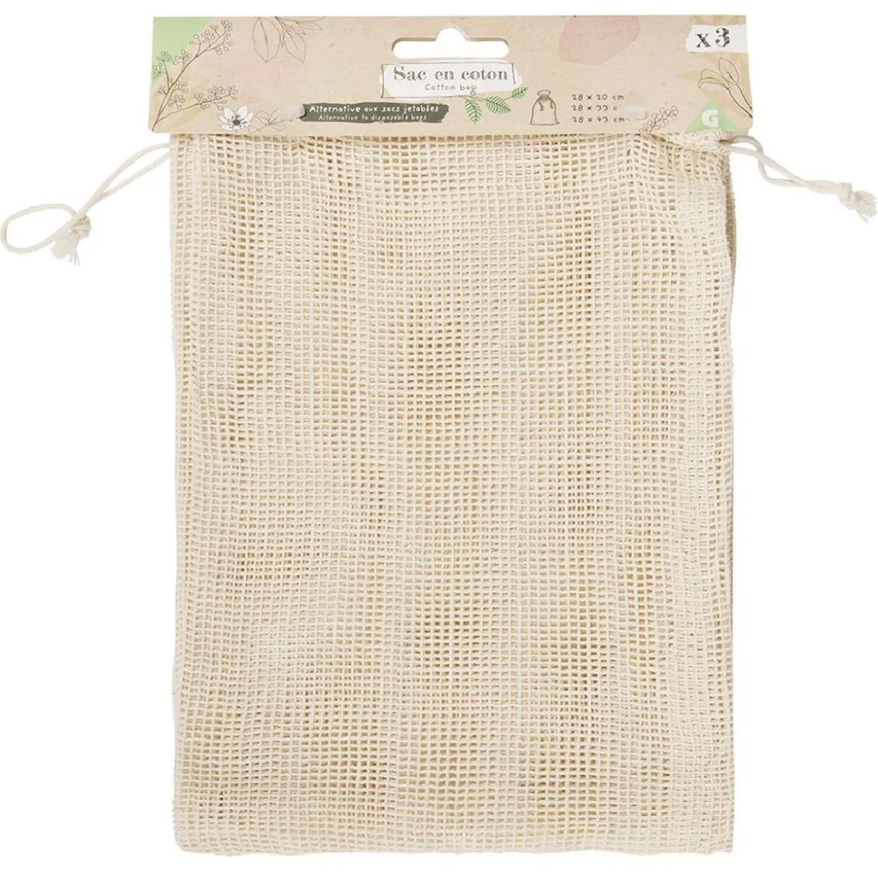 Sac en coton blanc x3