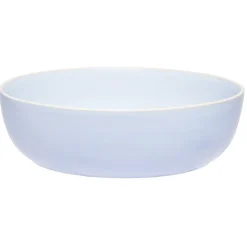 Saladier en faïence bleu turquoise avec liseré crème
