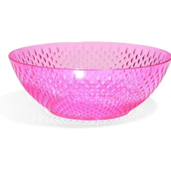 Saladier en plastique rose effet martelé