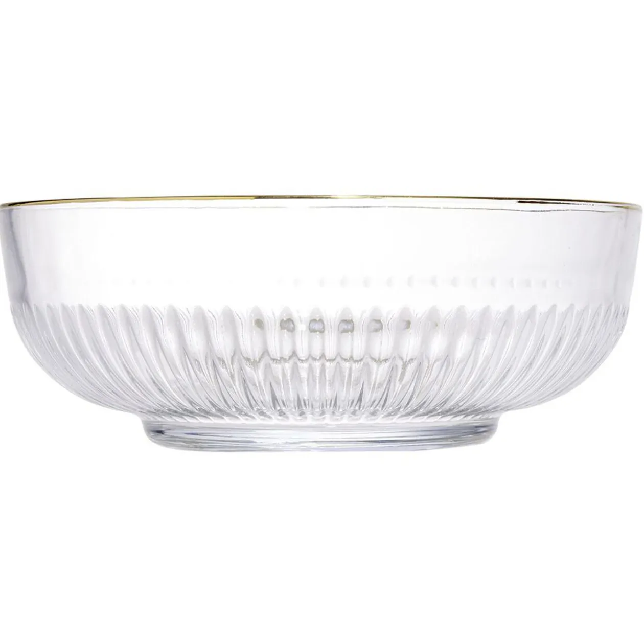 Saladier en verre strié bord liseré doré Ø15XH6,5cm