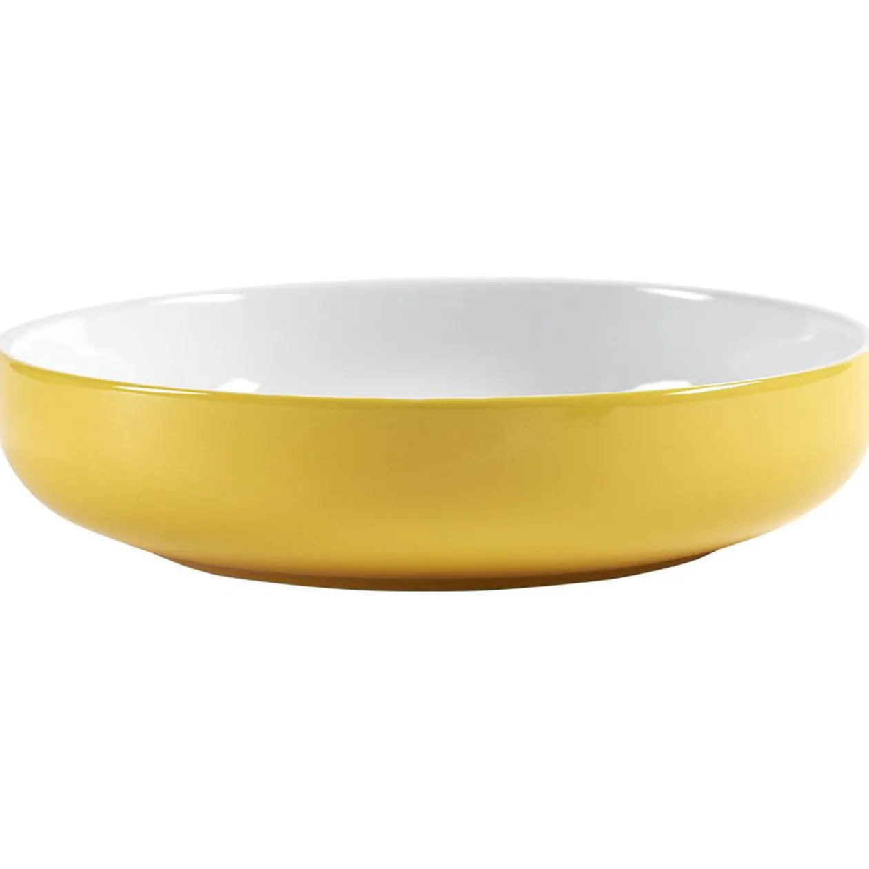Saladier faïence bicolore jaune et blanc Ø25xH6cm