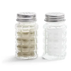 Salière et poivrière de table en verre et inox 50ml