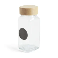 Salière/poivrière en verre et bambou 4,5x4,5xH10,5cm