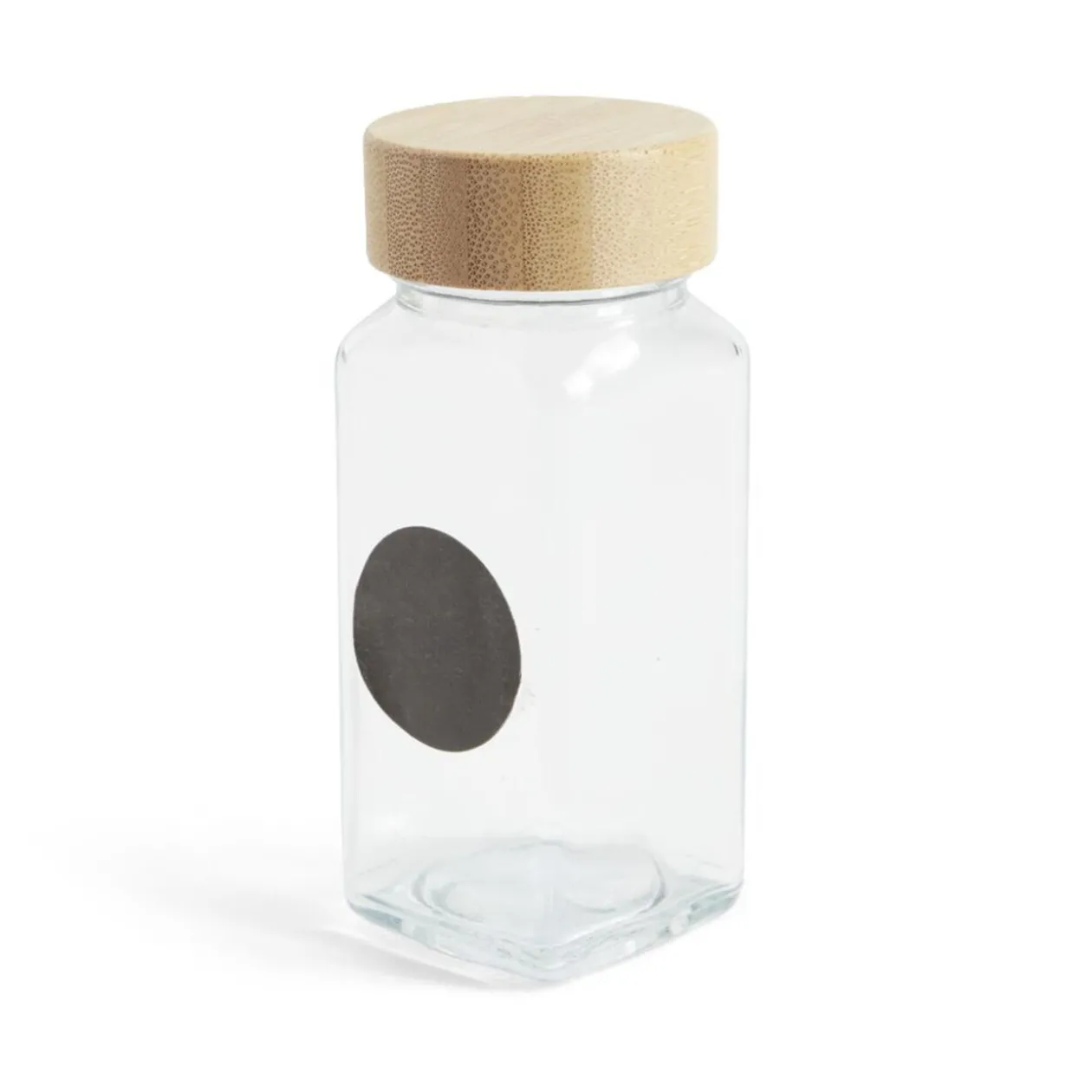 Salière/poivrière en verre et bambou 4,5x4,5xH10,5cm