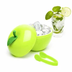 Seau à glacons forme pomme verte avec pince