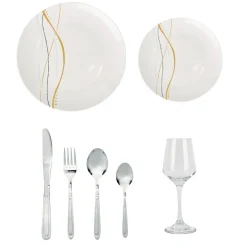 Service de table motif doré argenté pour 6 personnes
