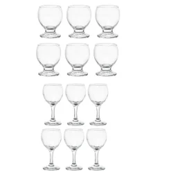 Service Verre ballon à pied transparent - Lot de 12