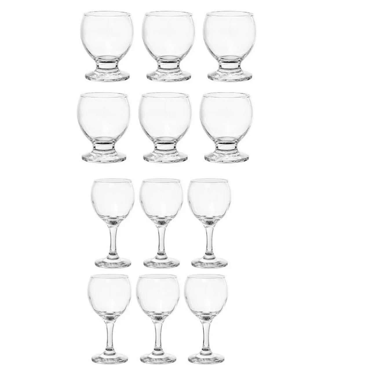 Service Verre ballon à pied transparent - Lot de 12