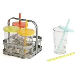 Set de verres avec pailles et support