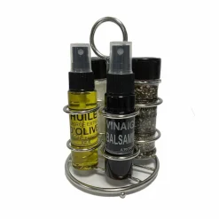 Set huile vinaigre sel poivre avec support