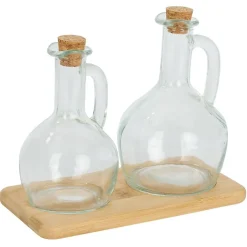 Set huilier et vinaigrier en verre et bouchon bambou