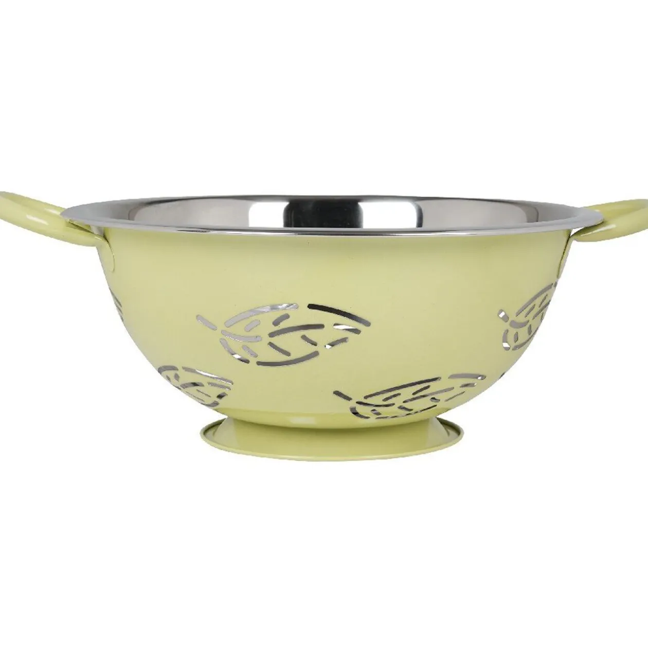 Set passoire, saladier, porte-ustensiles vert design feuille