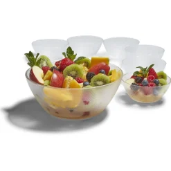 Set saladier avec coupelles x6 verre transparent martelé