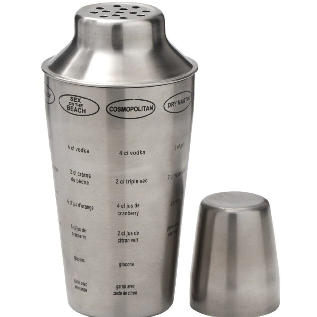 Shaker cocktail recettes acier gris