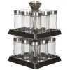 Support à épices noir 16 bocaux en verre et inox 2 étages