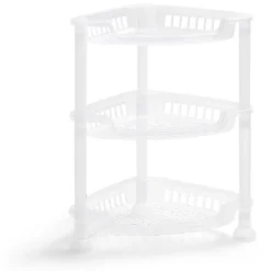 Étagère d'angle à poser 3 niveaux plastique transparent 28x20xH.33,5cm
