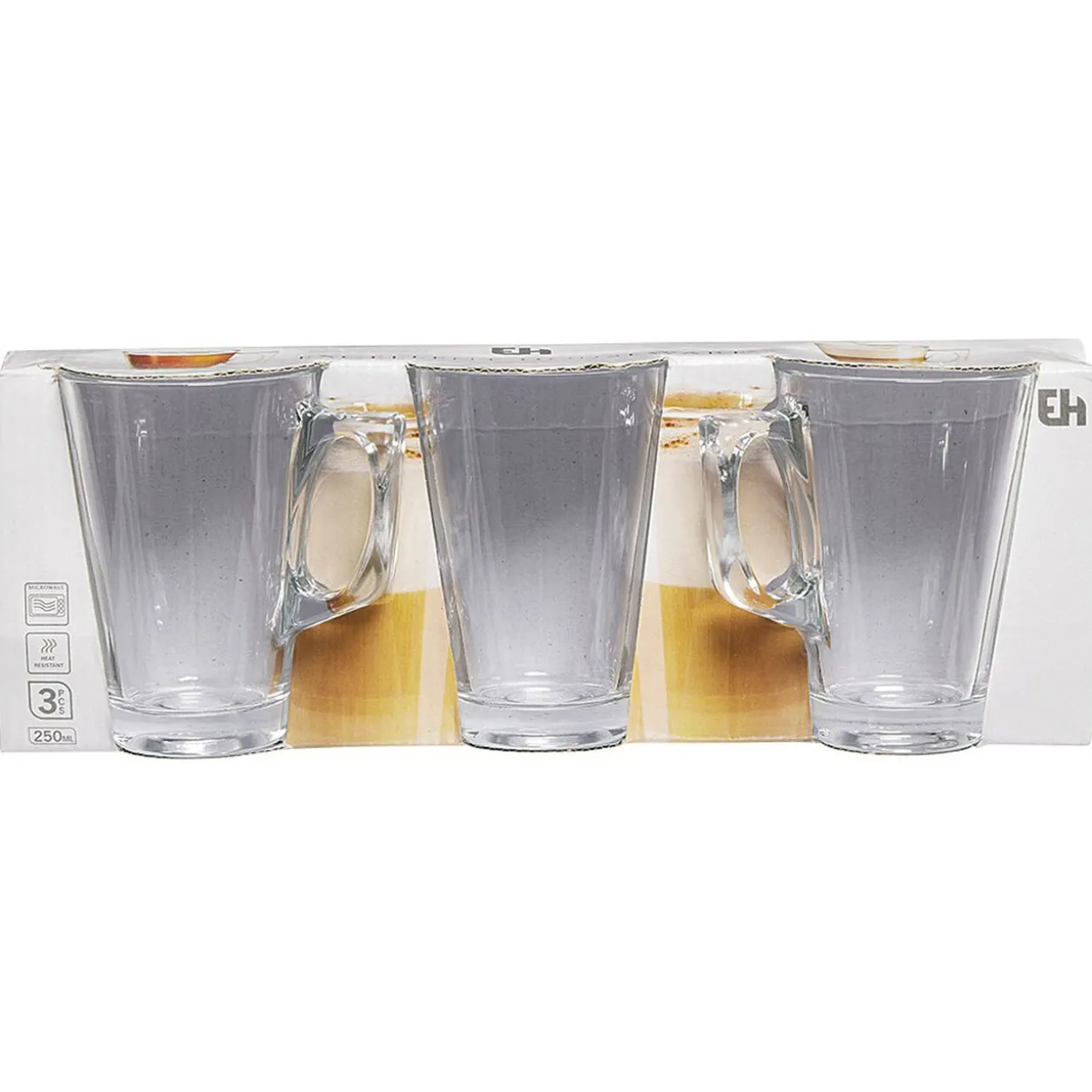 Tasse à café en verre transparent x3