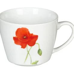 Tasse et sous tasse design coquelicot