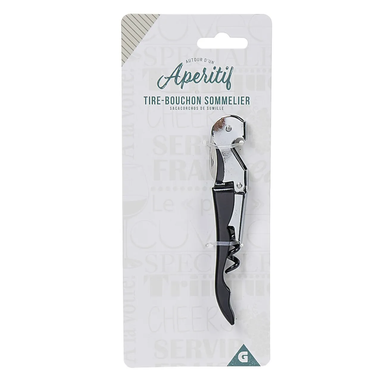 Tire bouchon de sommelier noir argent