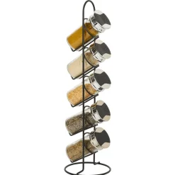 Tour à épices en métal avec 5 pots en verre Ø11xH39cm